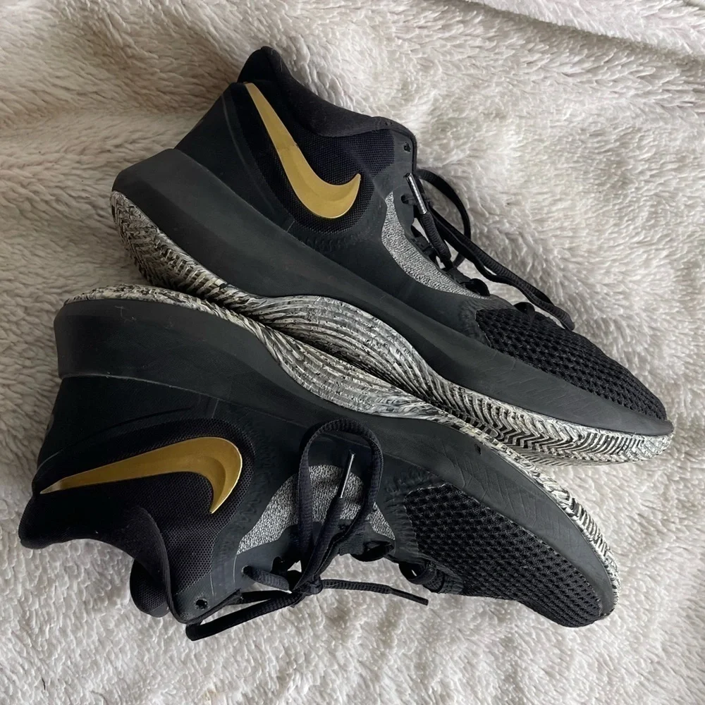 Nike Air precision 2 black gold basketball sneakers
